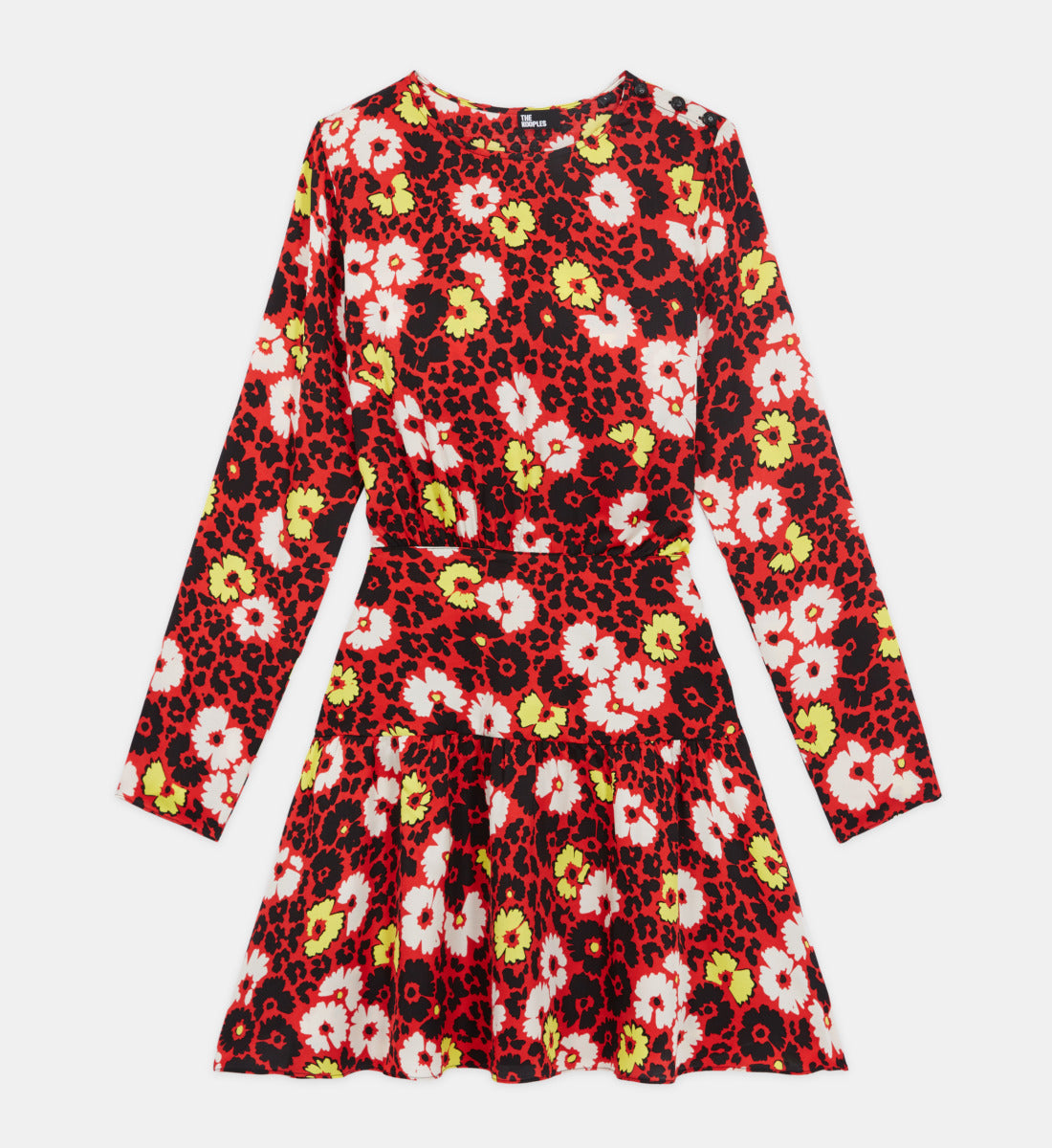 Floral Print Short Dress | Women | Red x Yellow