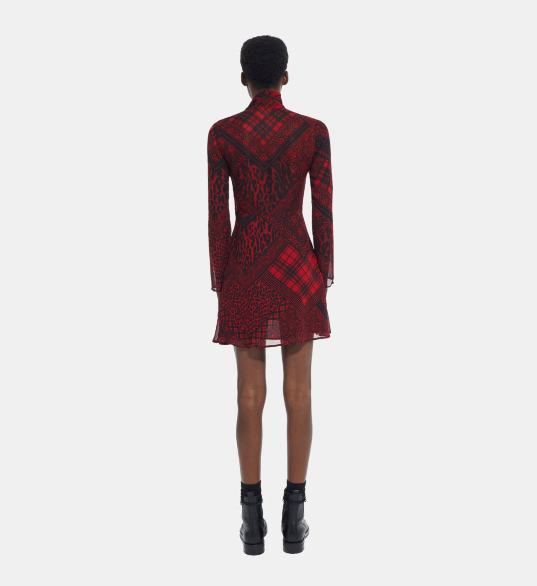 Short Printed Dress | Women | Red x Black