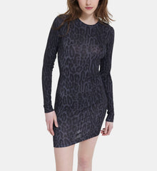 Short Dress With Leopard Print | Women | Black