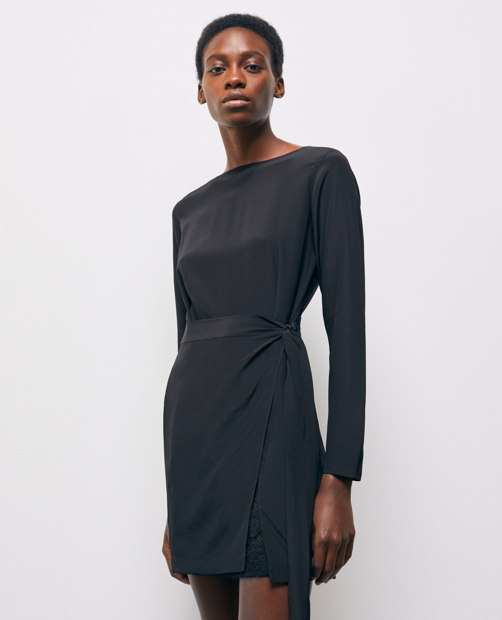 Short Silk Dress | Women | Black