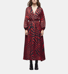 Long Printed Dress | Women | Black x Red