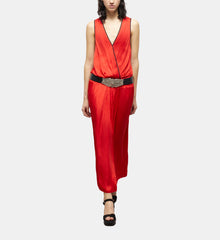 Long Satin Dress | Women | Red