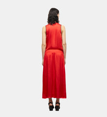 Long Satin Dress | Women | Red