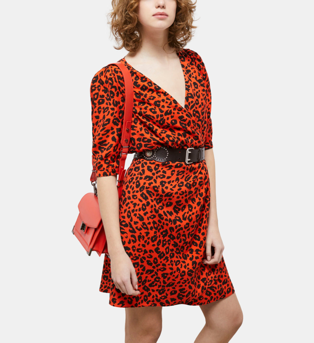 Leopard Print Short Dress | Women | Orange x Black