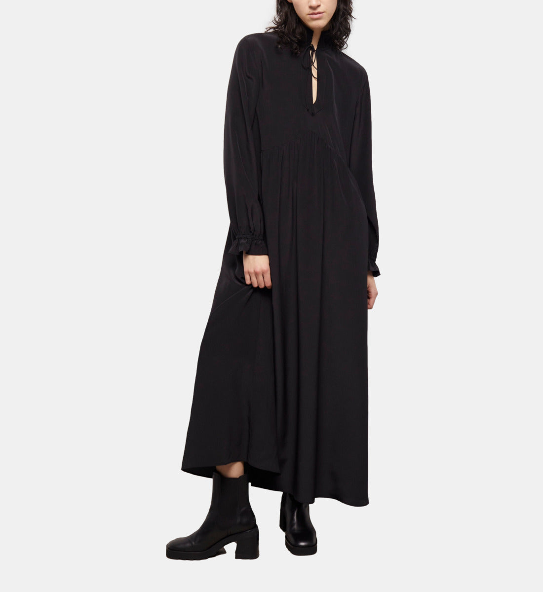 Long Silk Dress | Women | Black