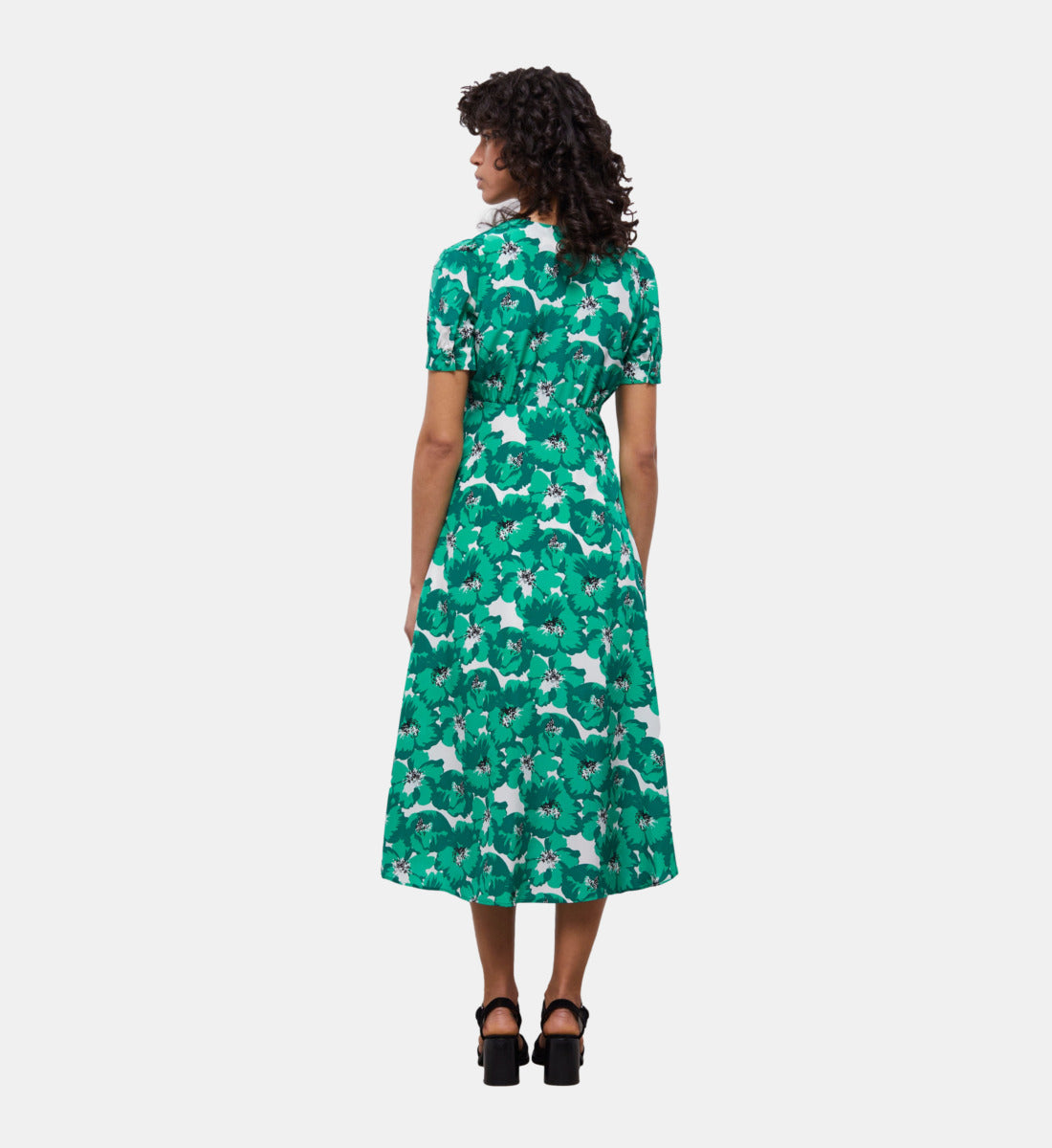 Long Printed Dress With Buttoning | Women | Green