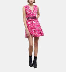 Short Printed Silk Dress | Women | Pink