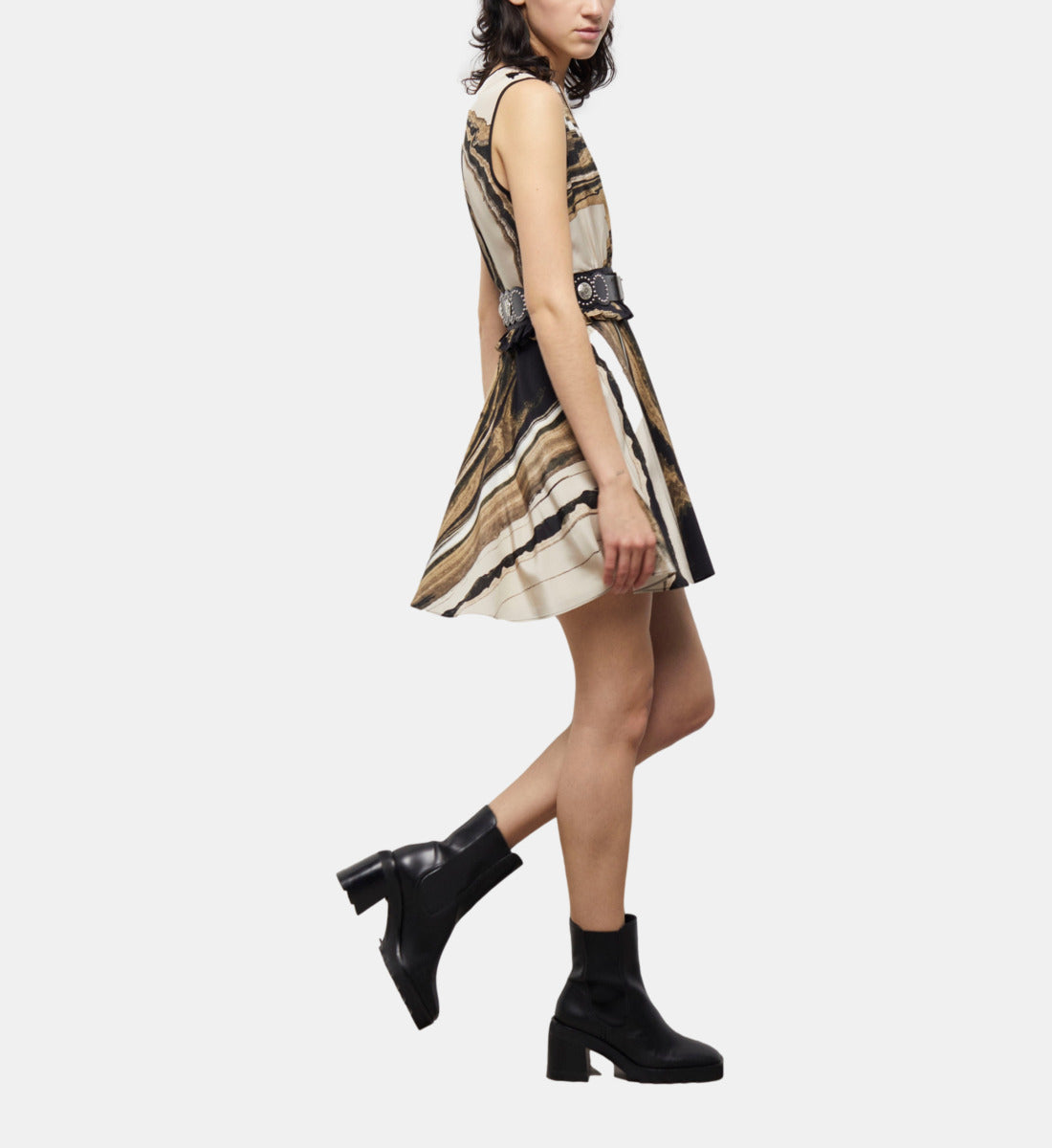 Short Printed Dress | Women | Beige x Brown