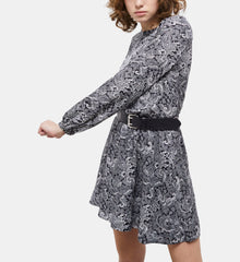 Short Dress With Printed Belt | Women | Black x White