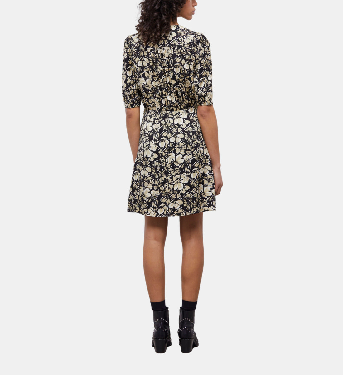 Short Printed Wrap Dress | Women | Black Brown