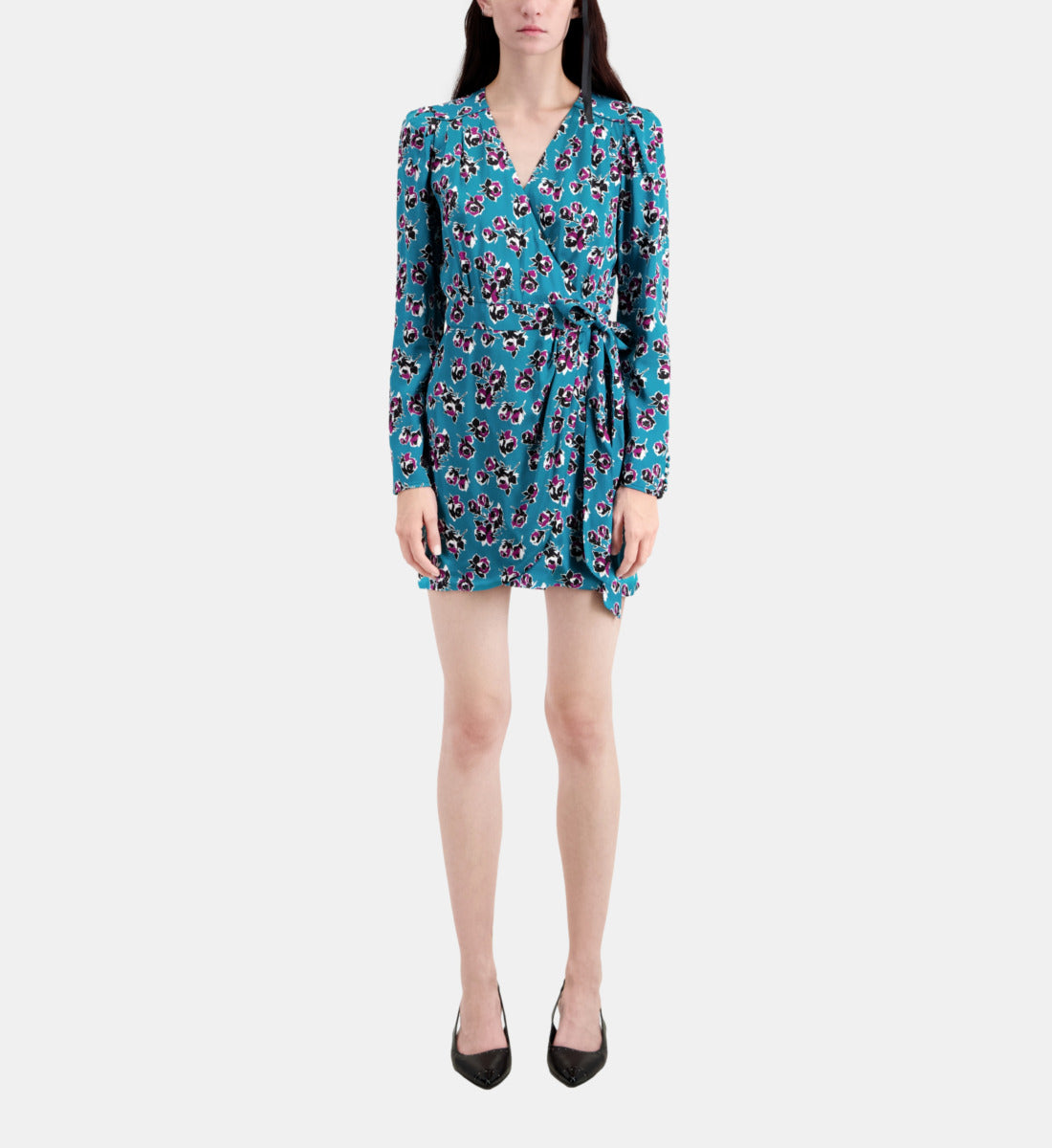 Short Printed Wrap Dress | Women | Pink x Blue