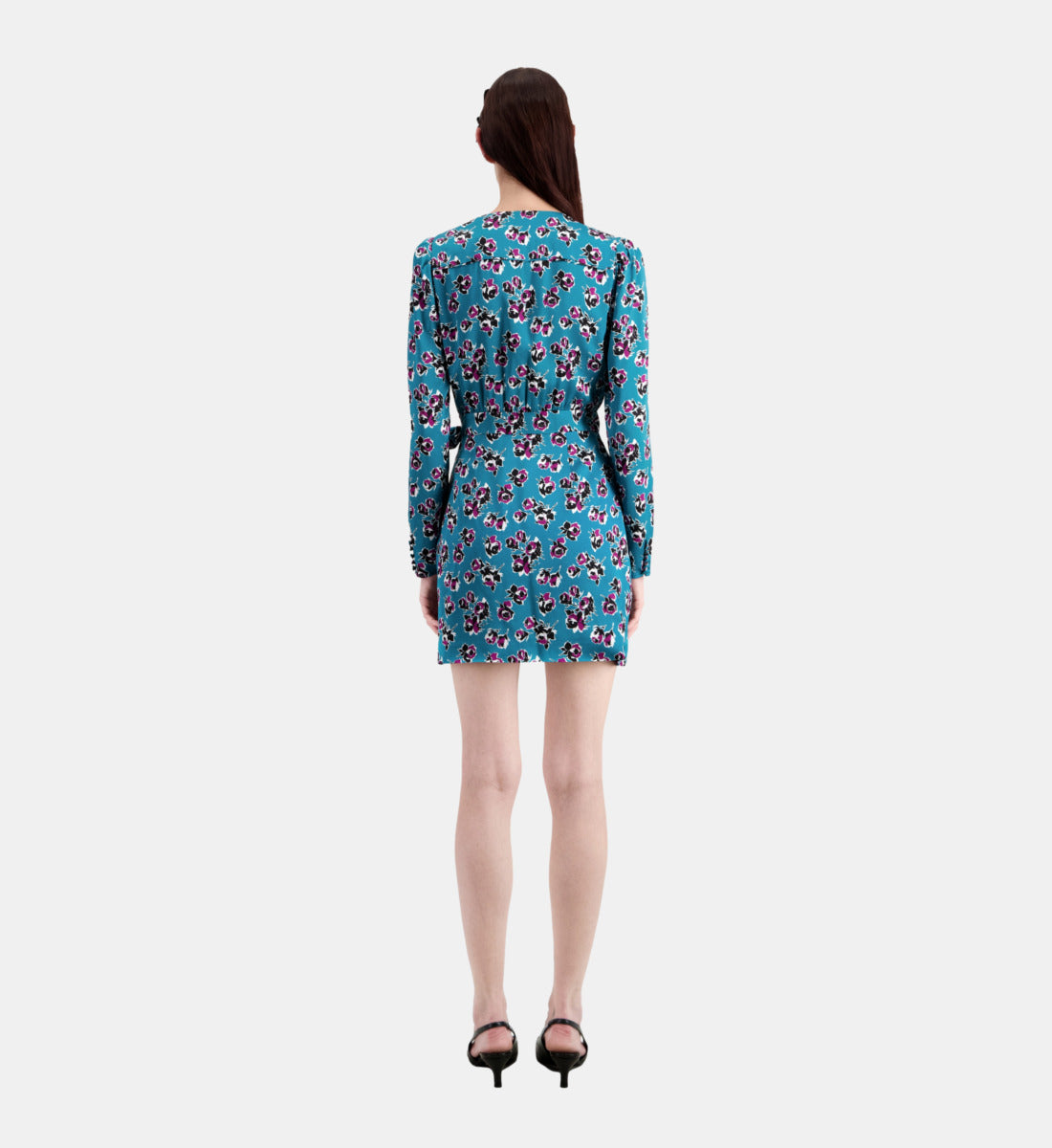 Short Printed Wrap Dress | Women | Pink x Blue