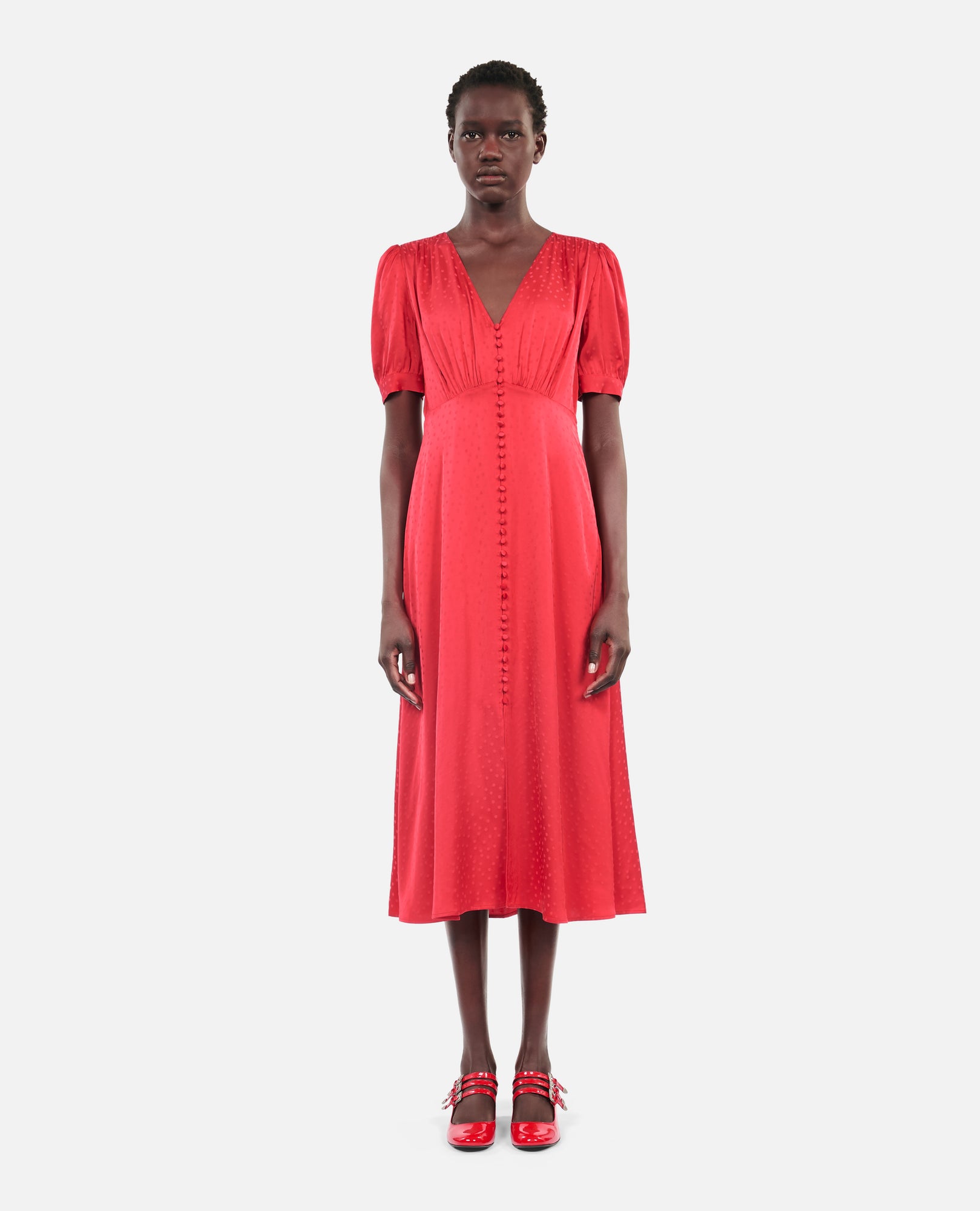 Red Long Dress With Buttoning | Women | Rubis