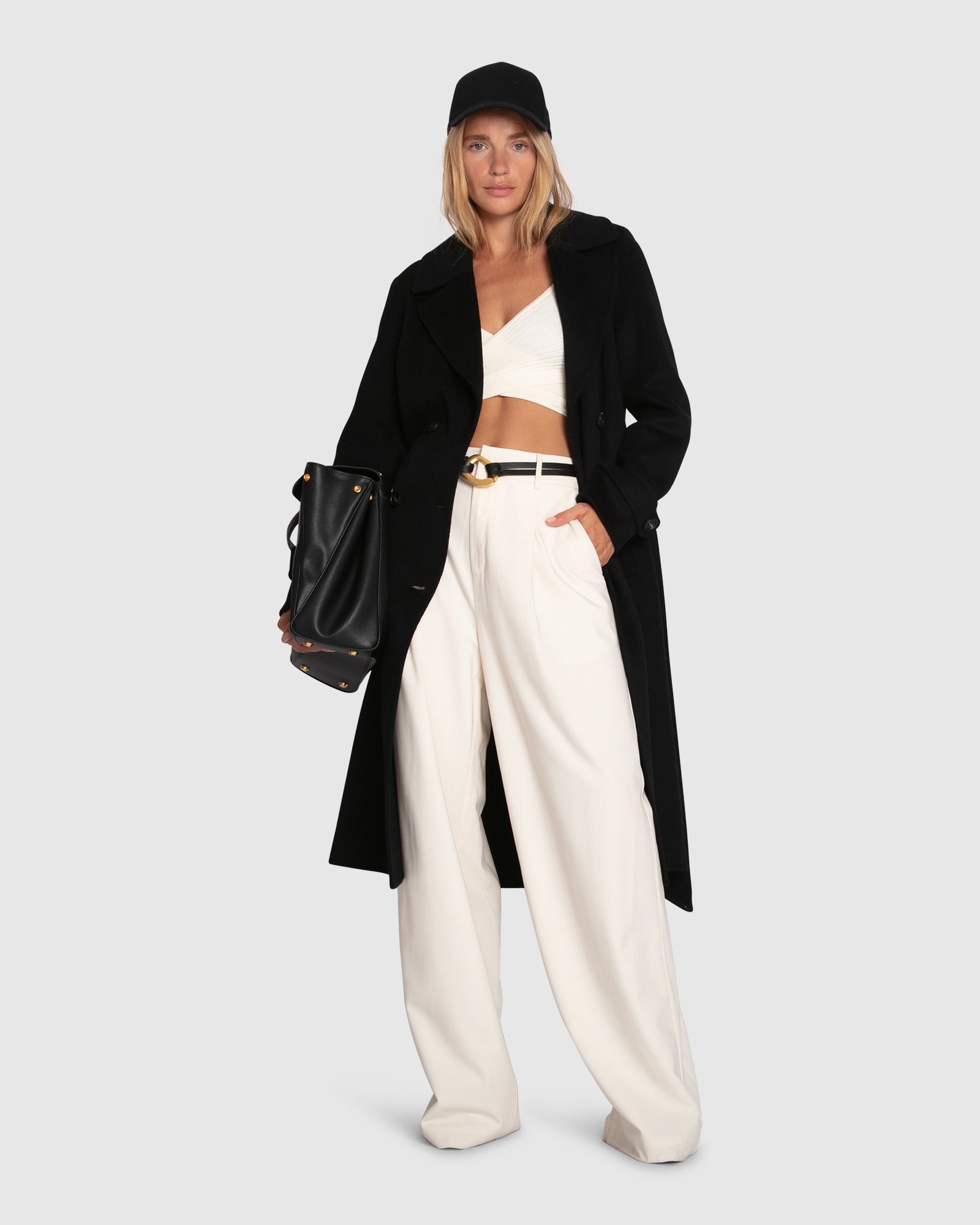 Women | Front Runner Wool Blend Belted Coat | Black