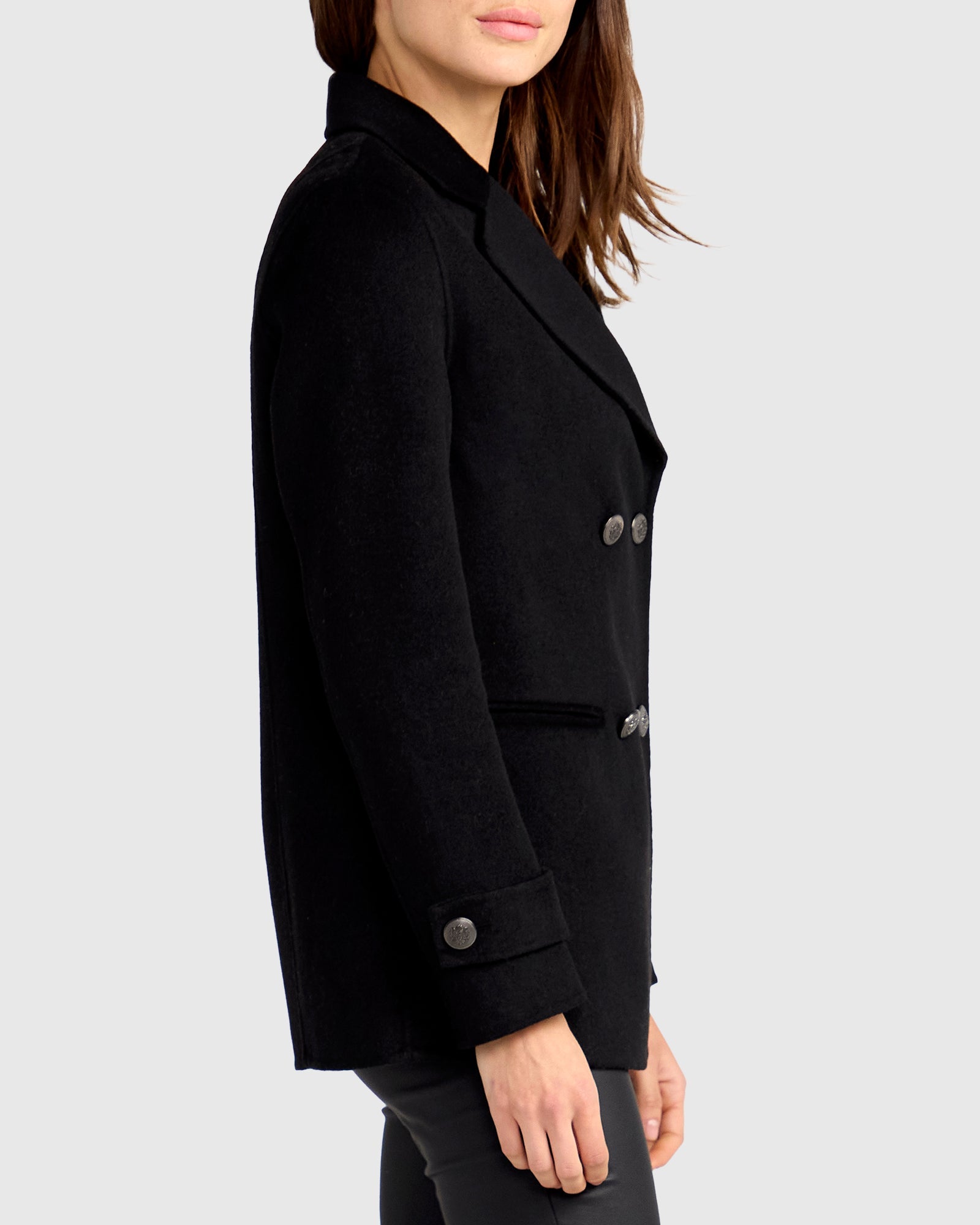 Women | Forget You Wool Blend Military Peacoat | Black