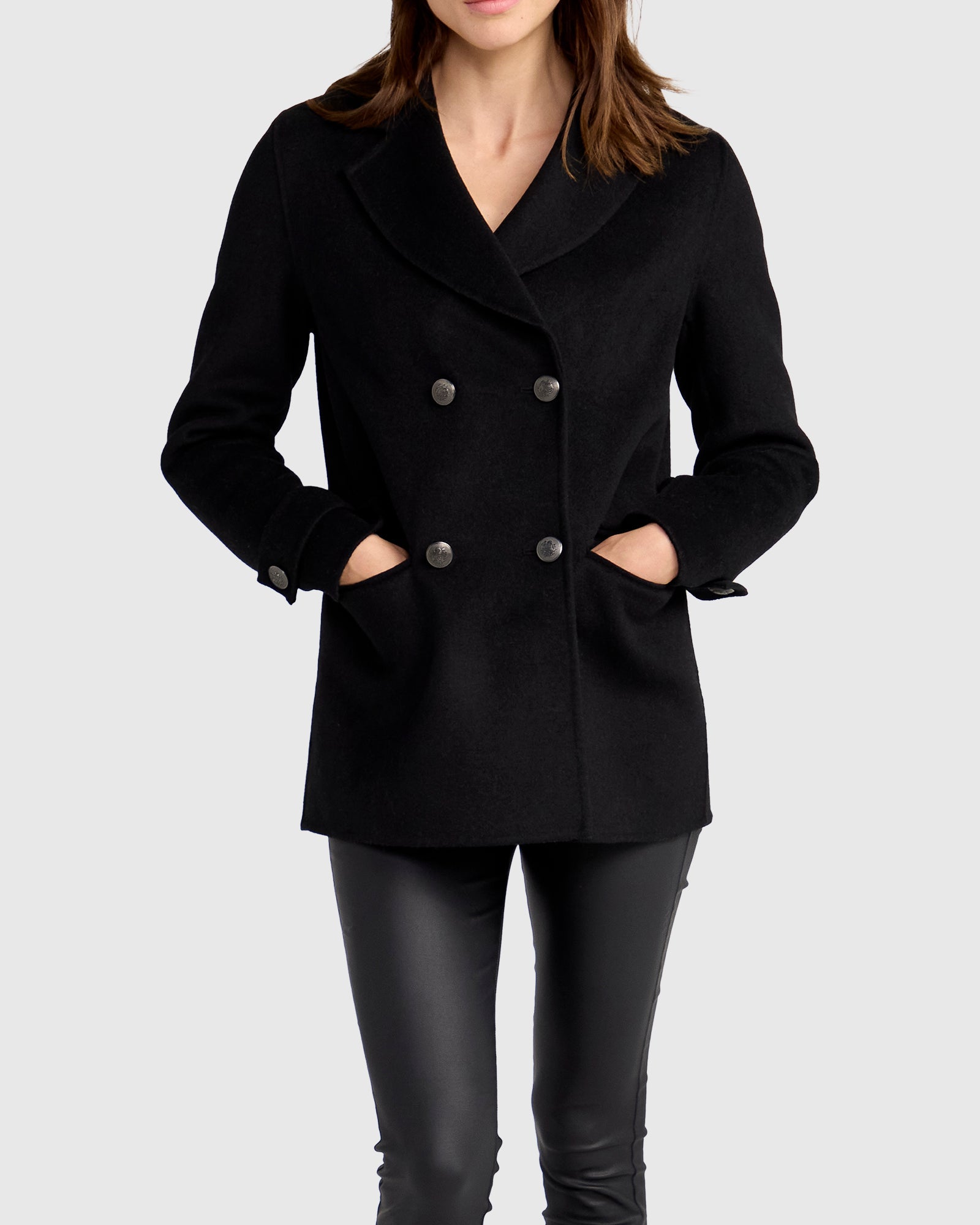 Women | Forget You Wool Blend Military Peacoat | Black