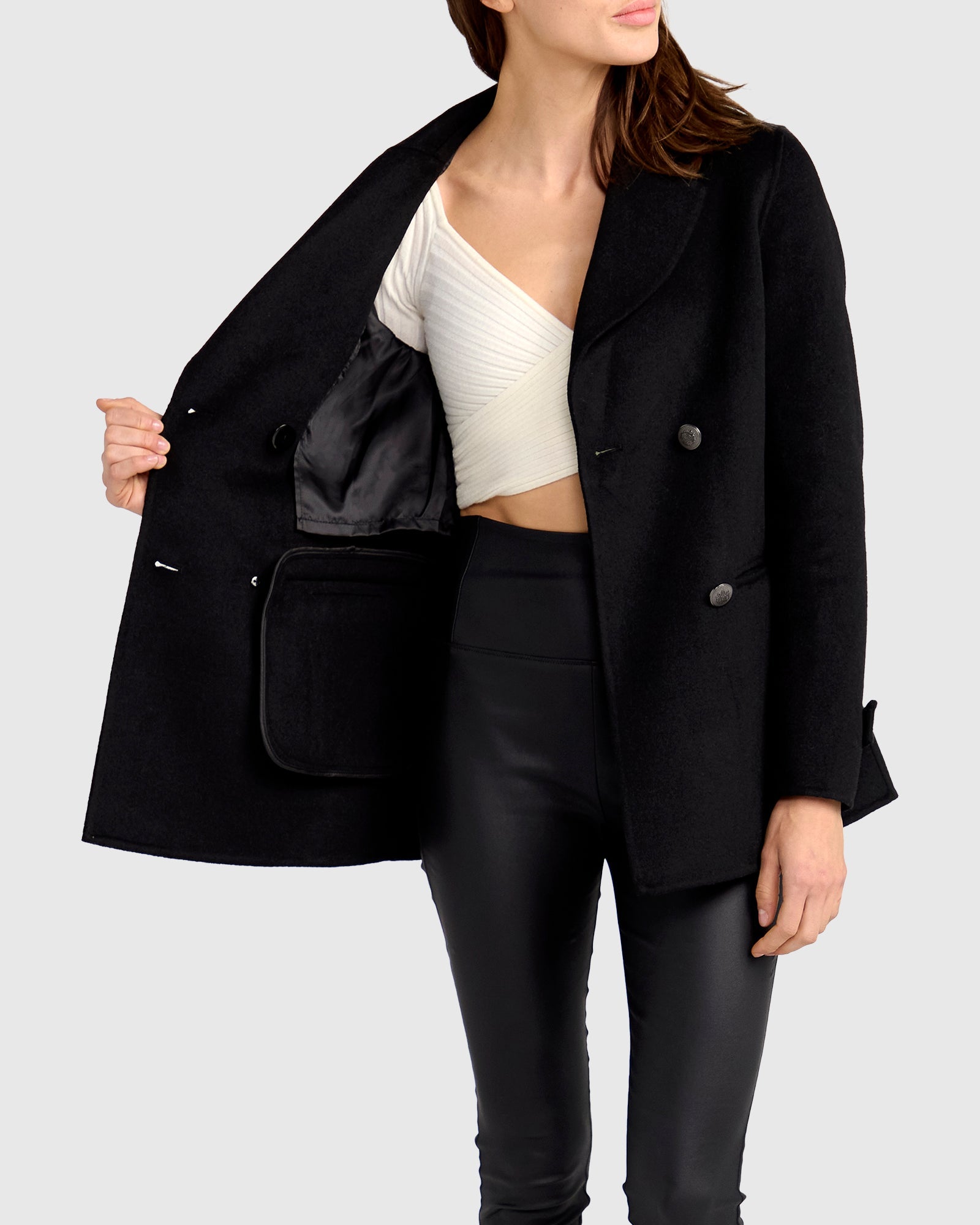 Women | Forget You Wool Blend Military Peacoat | Black