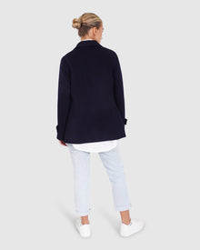 Women | Forget You Wool Blend Military Peacoat | Navy