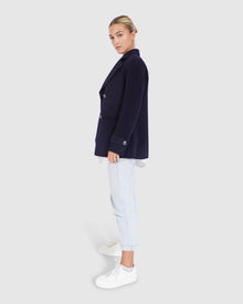 Women | Forget You Wool Blend Military Peacoat | Navy