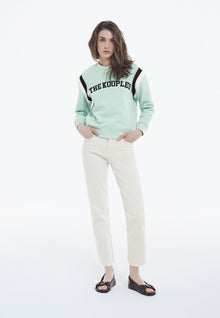 Green Sweatshirt With Bands And Varsity Logo | Women | Blue x Grey