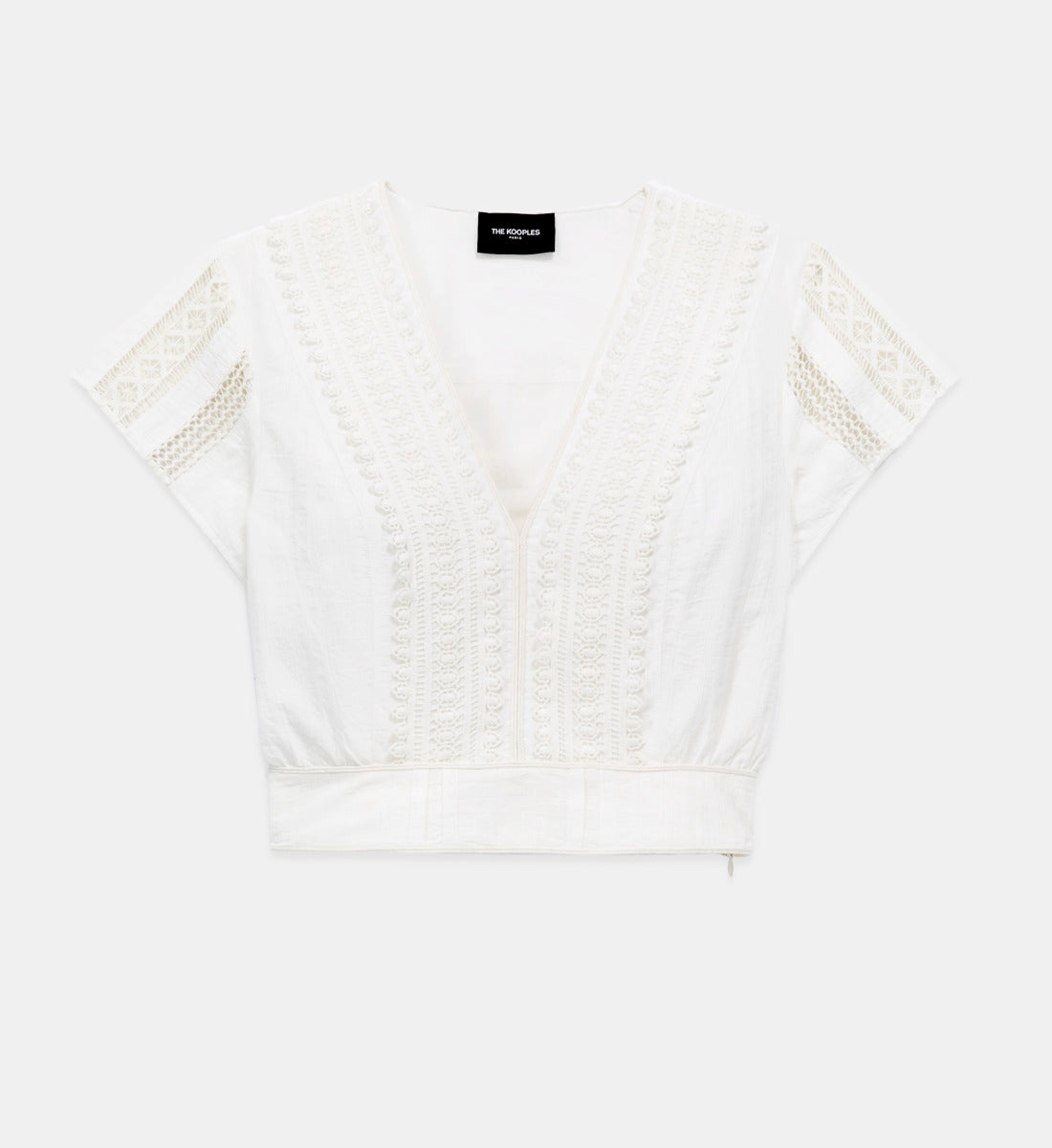 Short-Sleeve Cotton Fitted Top | Women | Off White