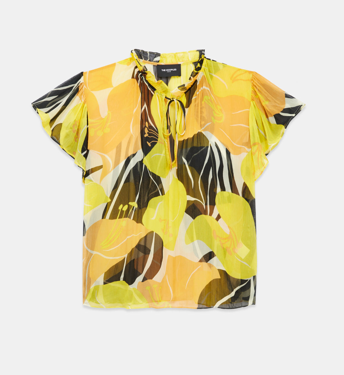 Flowing Printed Top With Frills | Women | Yellow