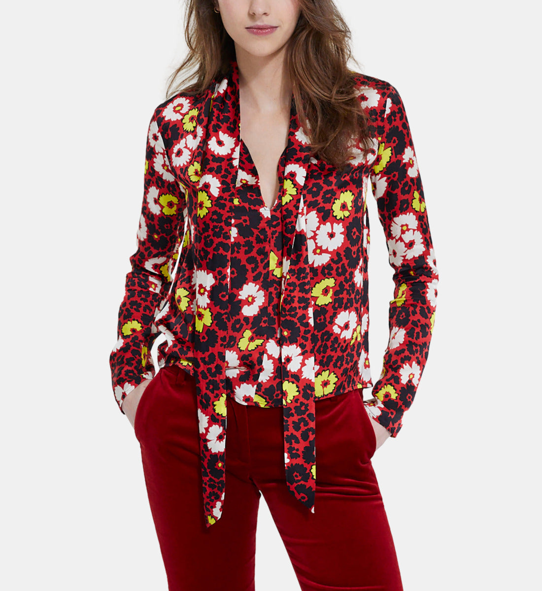 Floral Print Top | Women | Red x Yellow