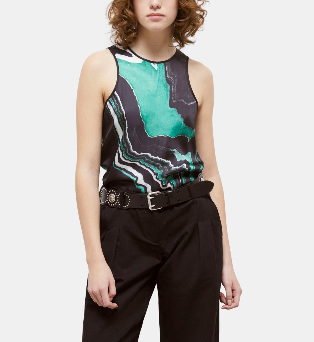 Printed Top | Women | Black x Green