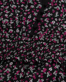 Printed Top With Smocking | Women | Black x Pink