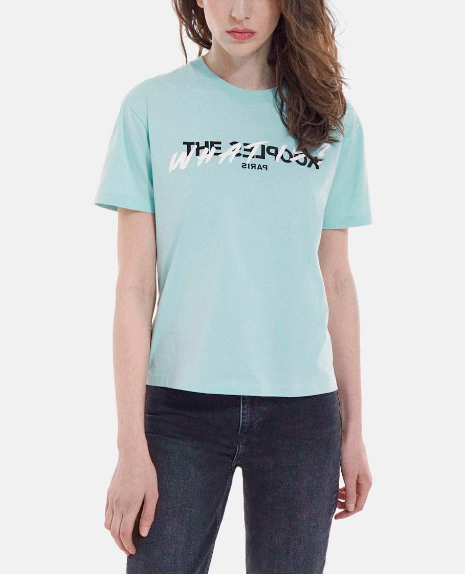 Light Green Cotton T-Shirt With Inverted Logo | Women | Gris Bleu