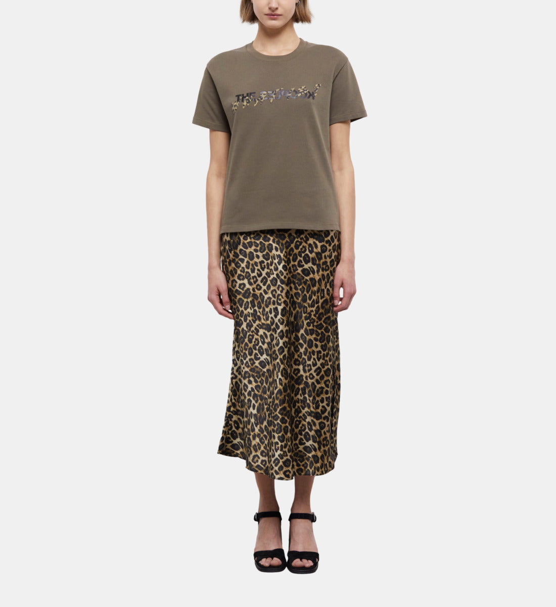 Khaki And Leopard Print What Is T-Shirt | Women | Algue