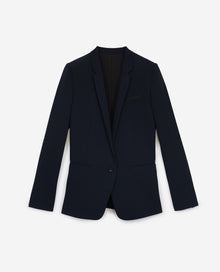 Suit Jacket In Flowing Crepe | Women | Navy Blue