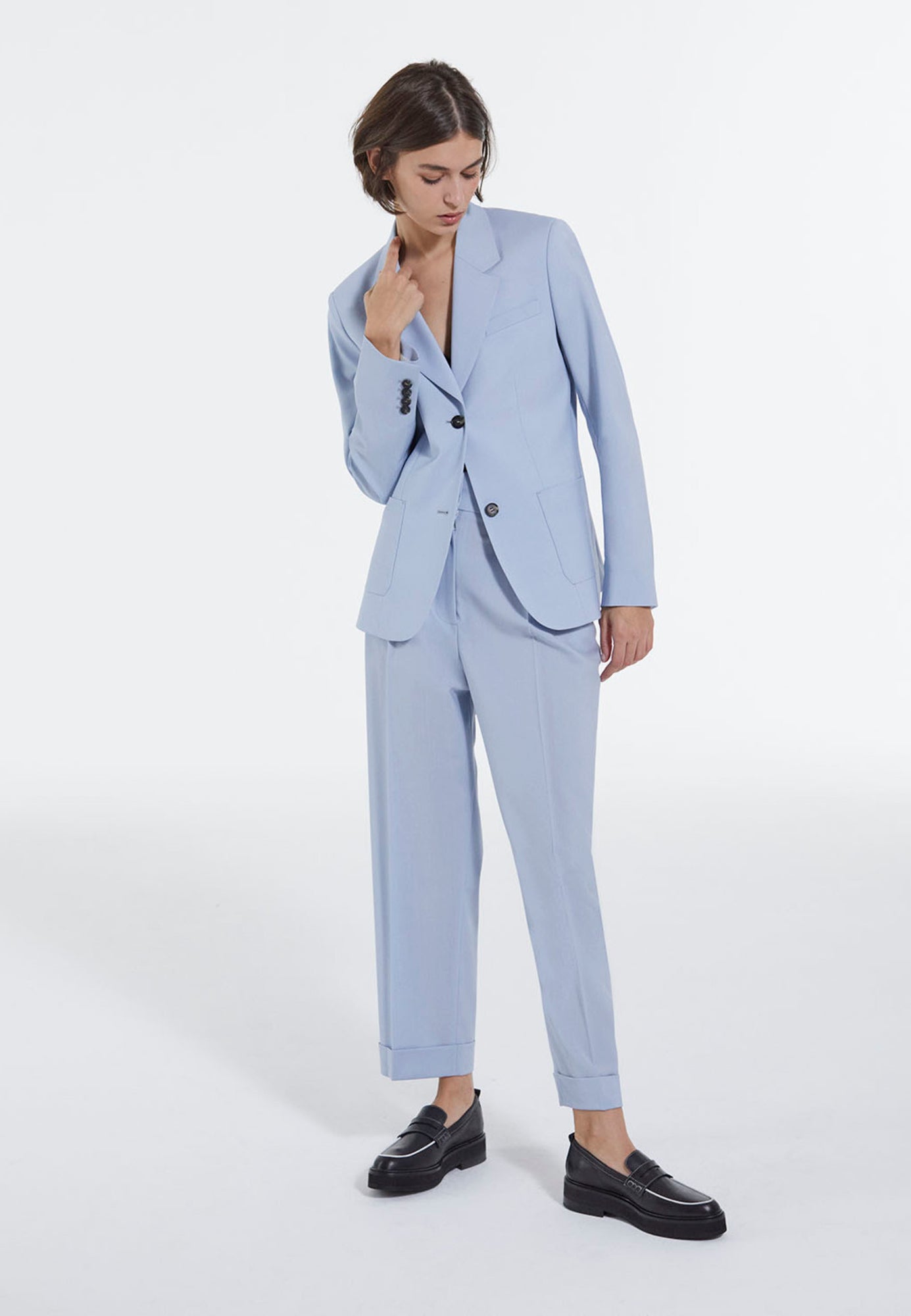 Sky Wool Straight Formal Jacket | Women | Light Blue