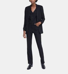 Striped Wool Suit Jacket | Women | Black x White