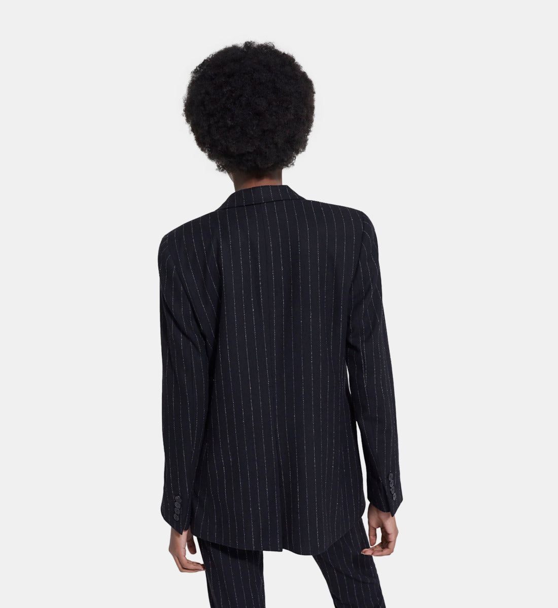 Striped Wool Suit Jacket | Women | Black x White