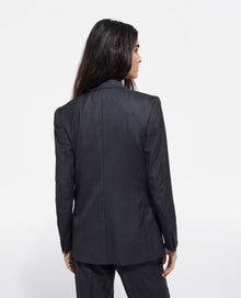 Striped Wool Suit Jacket | Women | Black x White