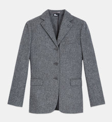 Wool Jacket With Gray Motif | Women | Grey