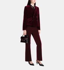 Short Velvet Suit Jacket | Women | Burgundy