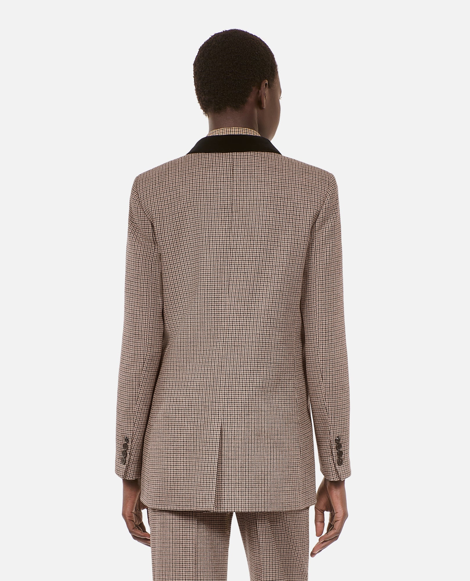 Houndstooth Suit Jacket | Women | Beige x Brown