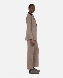 Houndstooth Suit Jacket | Women | Beige x Brown