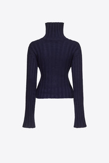 Twisted Knit Turtleneck Sweater | Midnight Blue