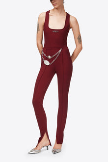 Chain Plate Belt Legging | Burgundy