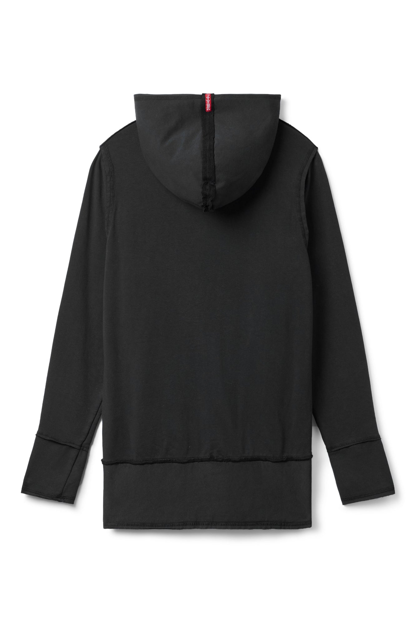 Women | Raw Edge Hip Zip-Up Hoodie | Black
