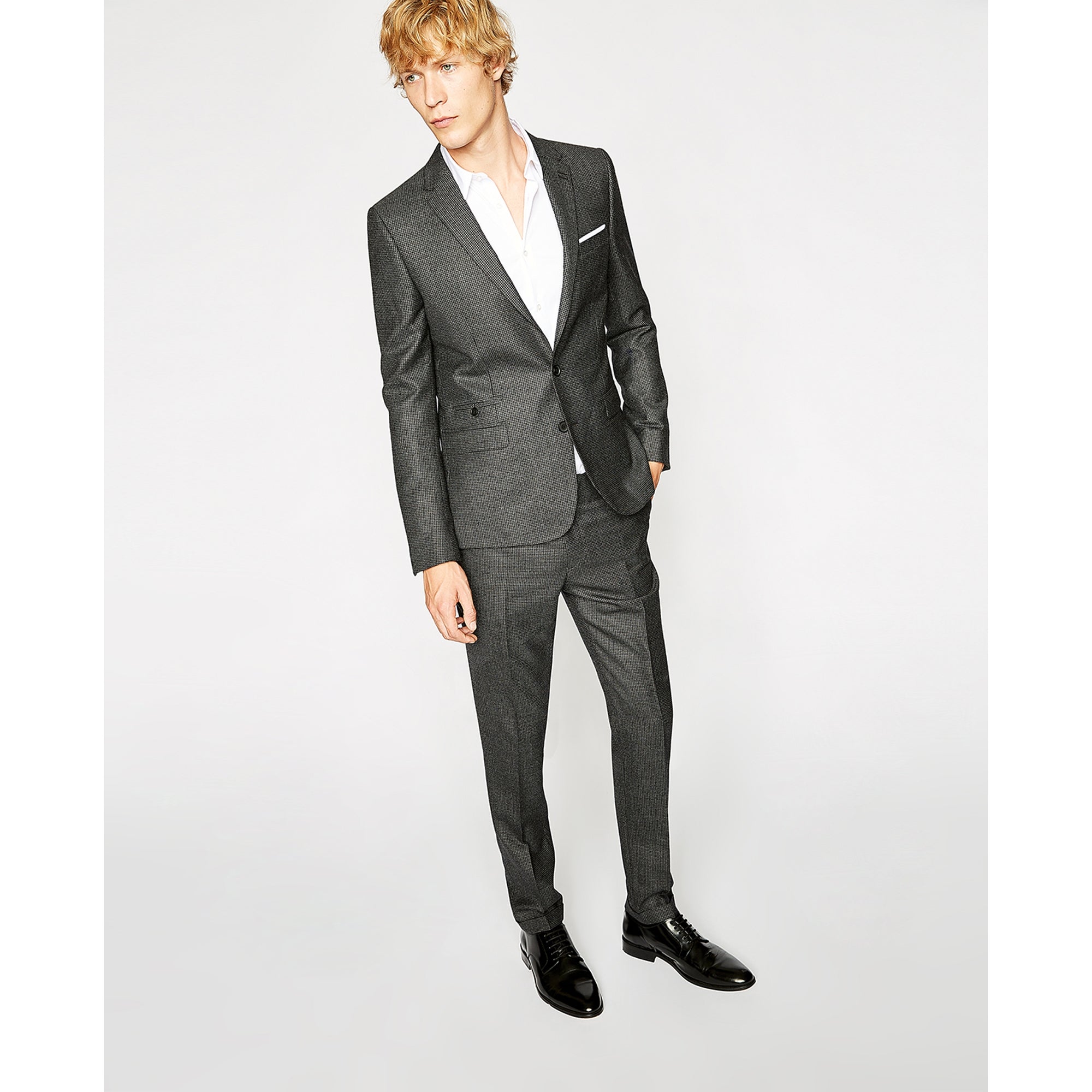 Faded Wool Suit Jacket | Men | Black Grey