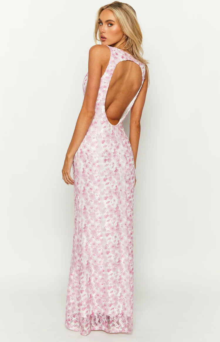 Farida Lace Maxi Dress | Pink