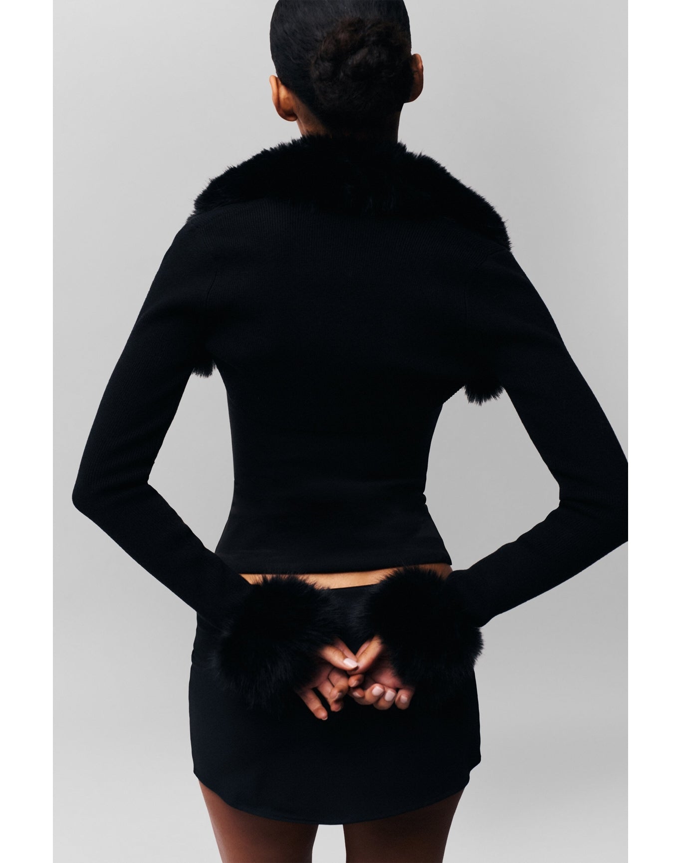 Faux Fur Knit Bolero | Black