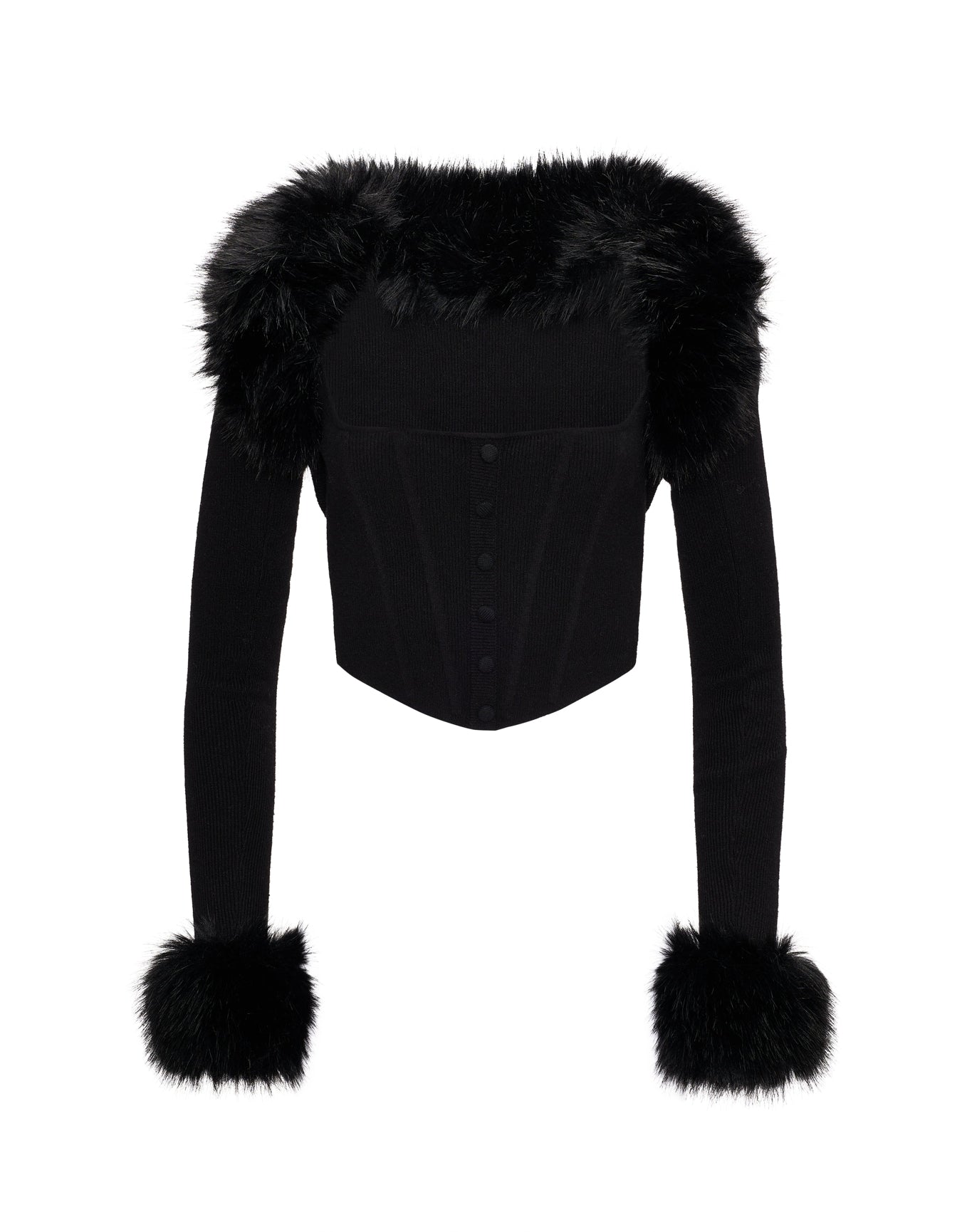 Faux Fur Knit Bolero | Black