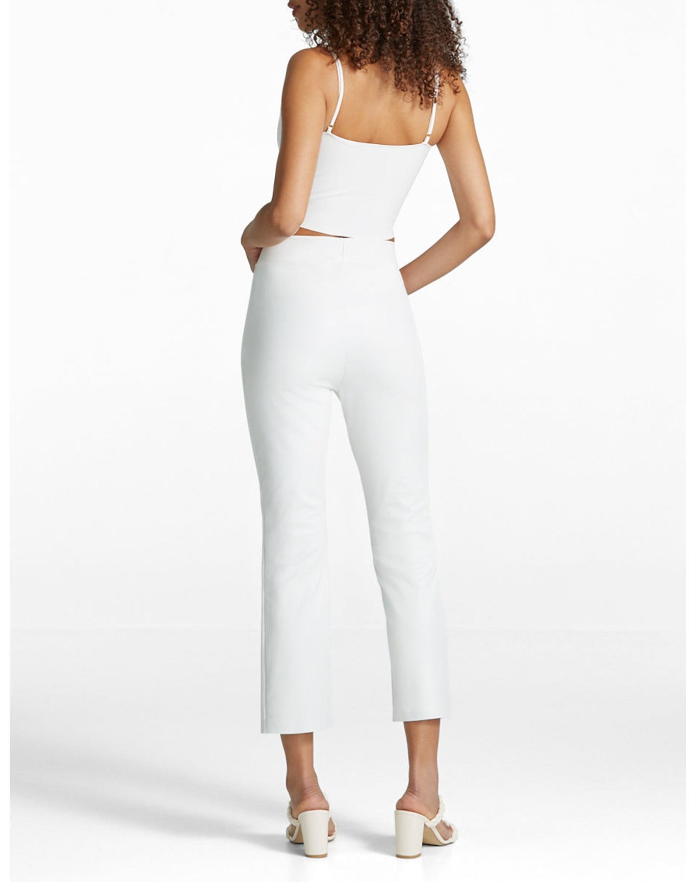 Faux Leather 7/8 Split Front Pant | White