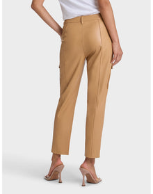 Faux Leather 7/8 Utility Trouser | Camel