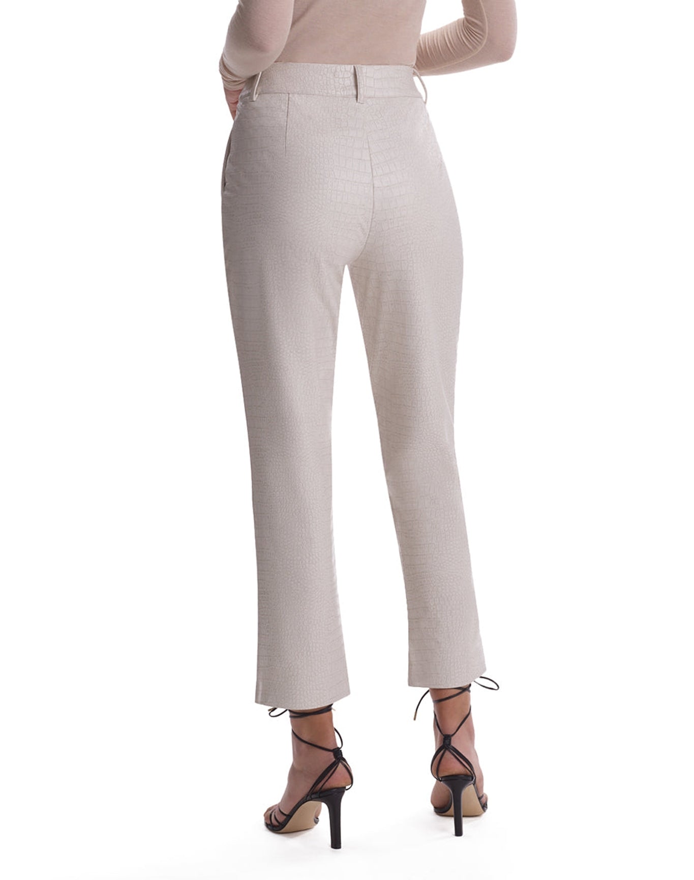 Faux Leather Animal 7/8 Trouser | Bone Croc